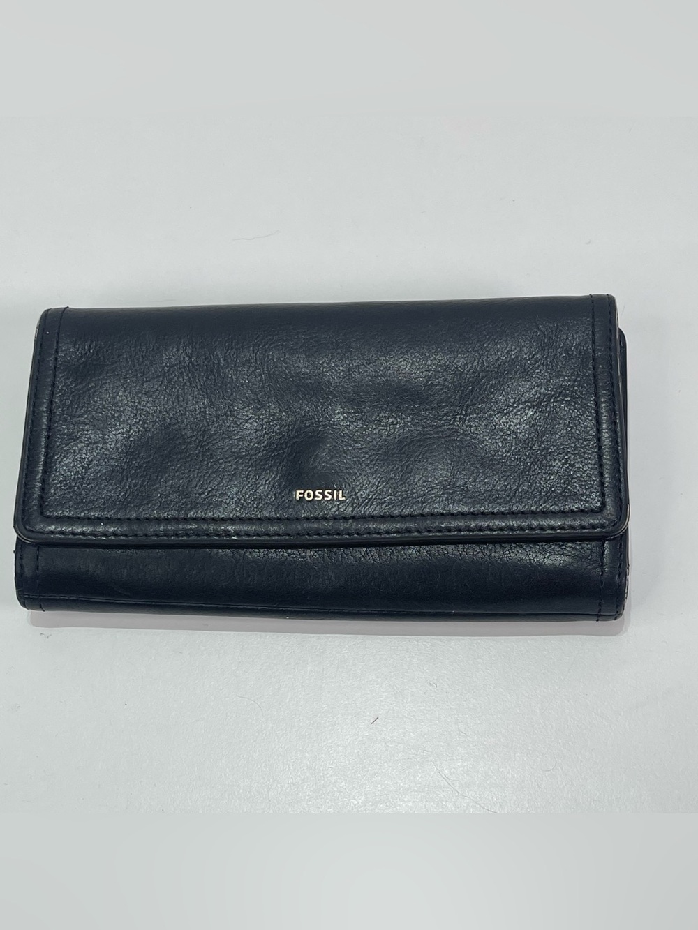 FOSSIL Logan Wallet Black Leather Flap Long Wallet Clutch Coin Purse